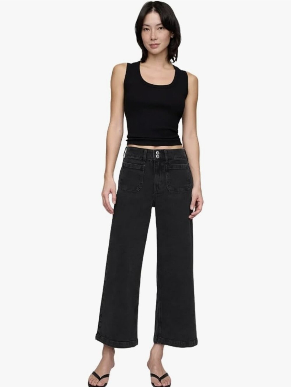 GAP Black Wide Leg Jeans - Wide Leg Stride Ankle Jeans
